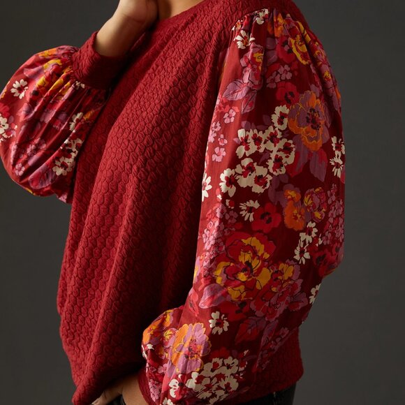 Anthropologie Porridge Textured Sweatshirt, wine, sz 3x - Picture 2 of 6